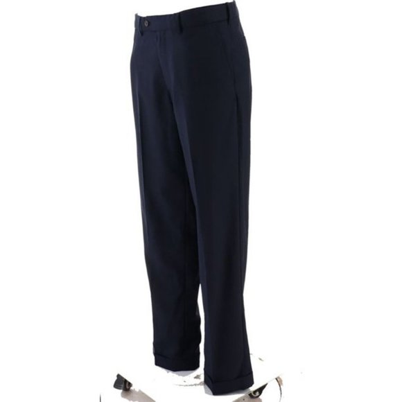 NWT LANDS' END MEN'S YEAR ROUNDER PLAIN FRONT CW WOOL PANTS TRUE NAVY 38, 42 - Picture 2 of 10